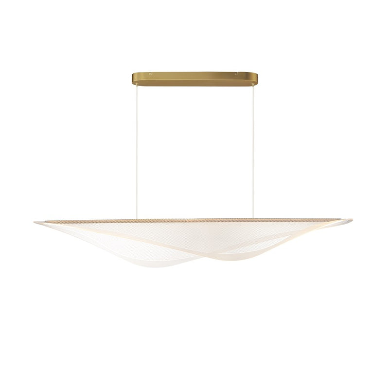 ET2 Lighting Manta 1Lt 59" LED Linear Pendant, Gold/Clear Ribbed