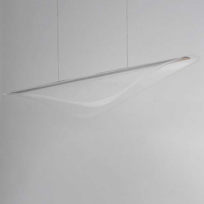 ET2 Lighting Manta 1Lt 59" LED Linear Pendant, Gold/Clear Ribbed