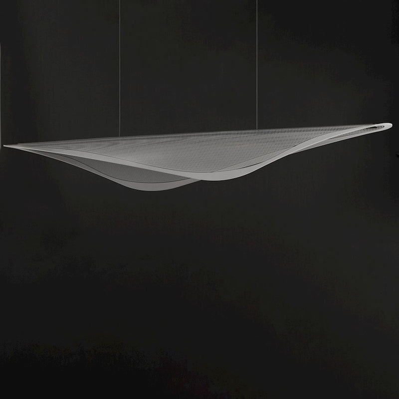 ET2 Lighting Manta 1Lt 70" LED Linear Pendant, Black/Clear Ribbed