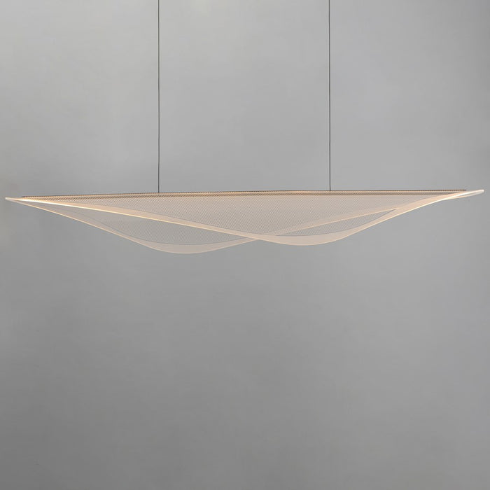 ET2 Lighting Manta 1Lt 70" LED Linear Pendant, Gold/Clear Ribbed