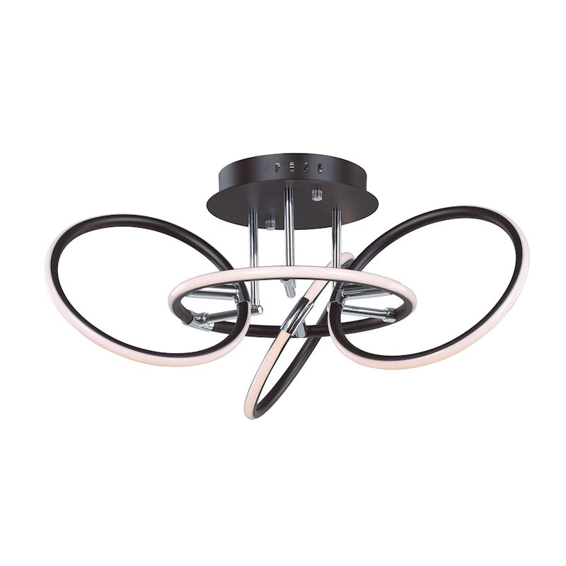 ET2 Lighting Ringer Flush Mount in Black and Polished Chrome