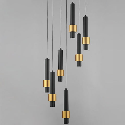 ET2 Lighting Reveal 7 Light LED Pendant, Black/Gold