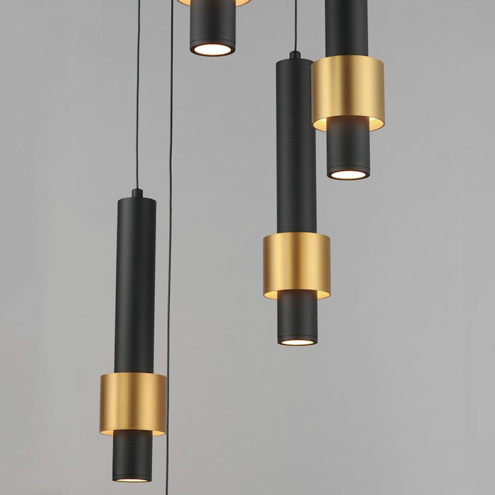 ET2 Lighting Reveal 7 Light LED Pendant, Black/Gold