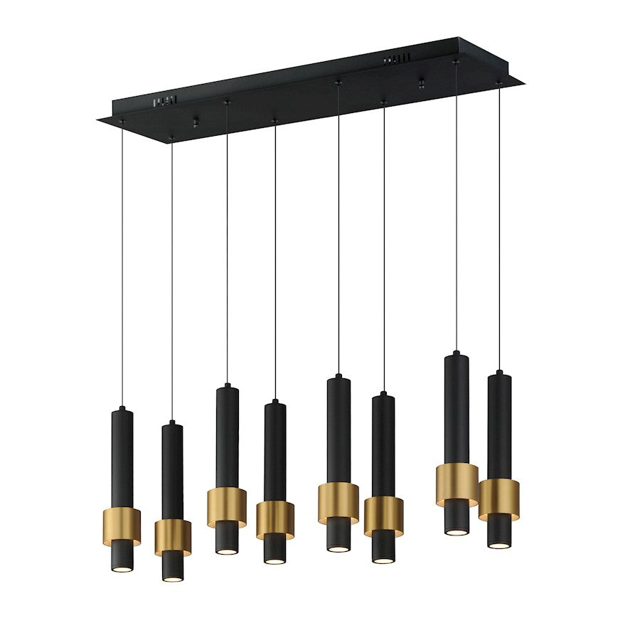 ET2 Lighting Reveal 8 Light LED Pendant, Black/Gold - E24758-BKGLD