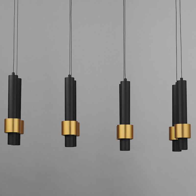 ET2 Lighting Reveal 8 Light LED Pendant, Black/Gold
