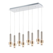 ET2 Lighting Reveal LED 8-Light Pendant in Satin Nickel/Satin Brass