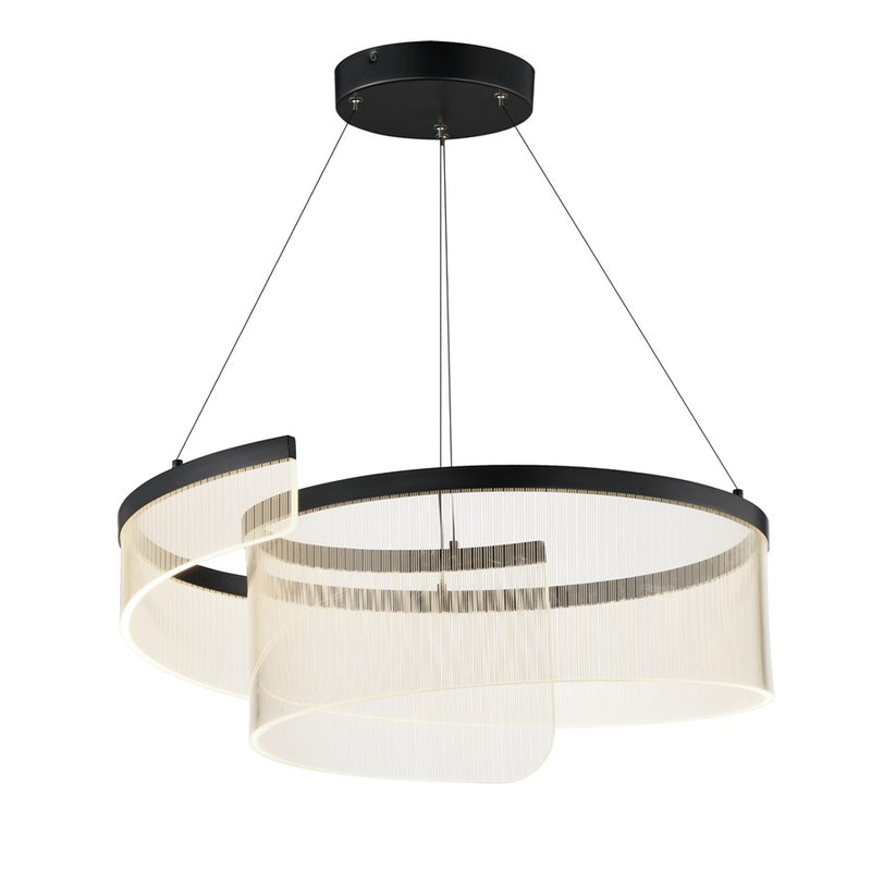 ET2 Lighting Sonata 1Lt 24" LED Pendant, Black/Patterned Acrylic