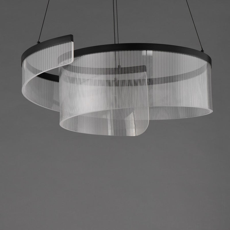 ET2 Lighting Sonata 1Lt 24" LED Pendant, Black/Patterned Acrylic