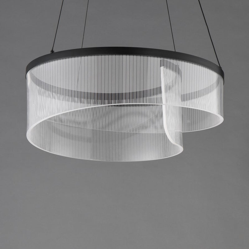 ET2 Lighting Sonata 1Lt 24" LED Pendant, Black/Patterned Acrylic