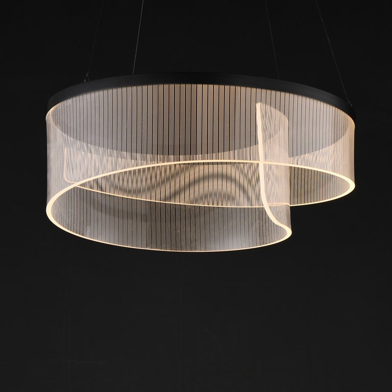 ET2 Lighting Sonata 1Lt 24" LED Pendant, Black/Patterned Acrylic