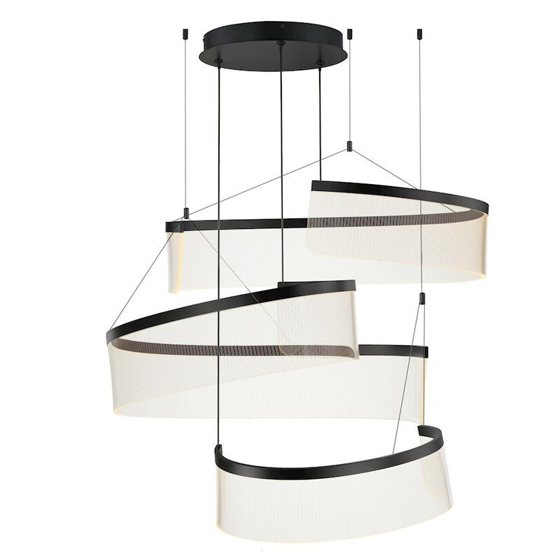 ET2 Lighting Sonata 3 Light LED Pendant, Black/Patterned Acrylic