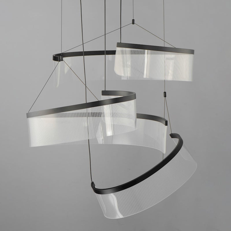 ET2 Lighting Sonata 3 Light LED Pendant, Black/Patterned Acrylic