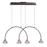 ET2 Lighting Hope-Linear 4 Light Pendant, Black/Metallic Gold