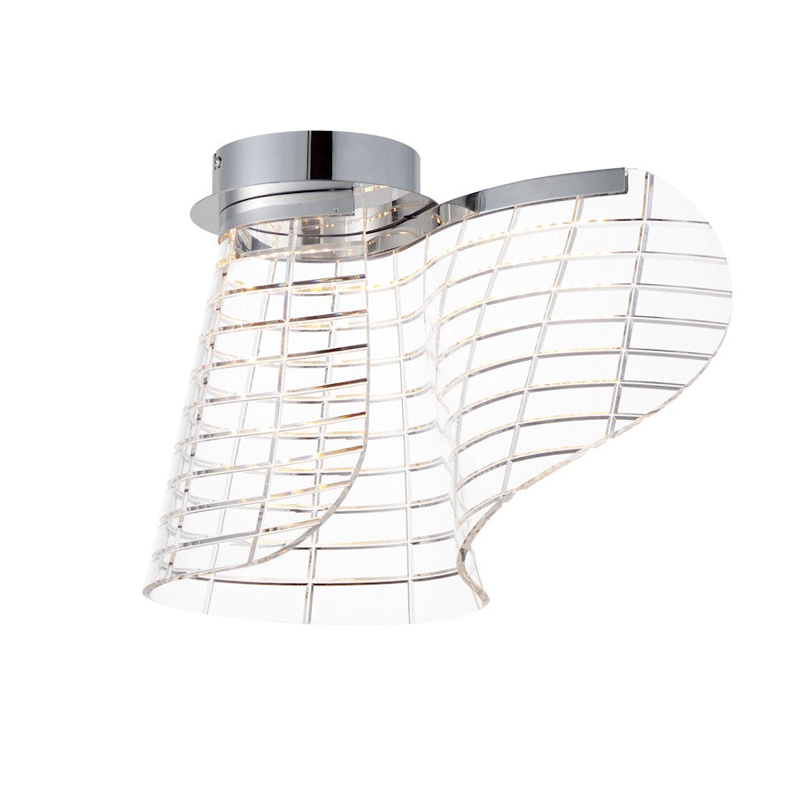 ET2 Lighting Tartan 1 Light LED Flush Mount, Chrome/Heavy Faceted - E24810-82PC