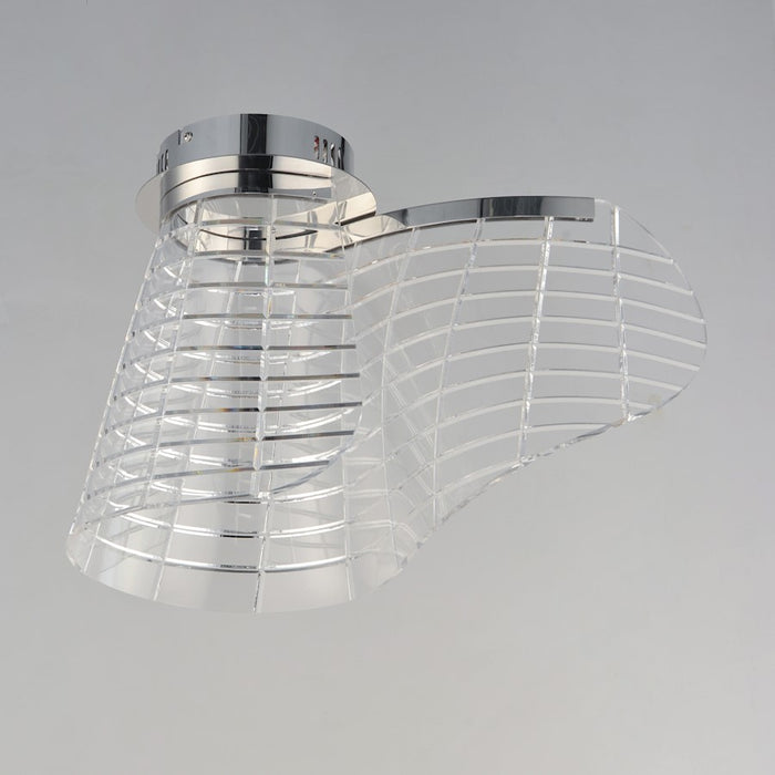 ET2 Lighting Tartan 1 Light LED Flush Mount, Chrome/Heavy Faceted