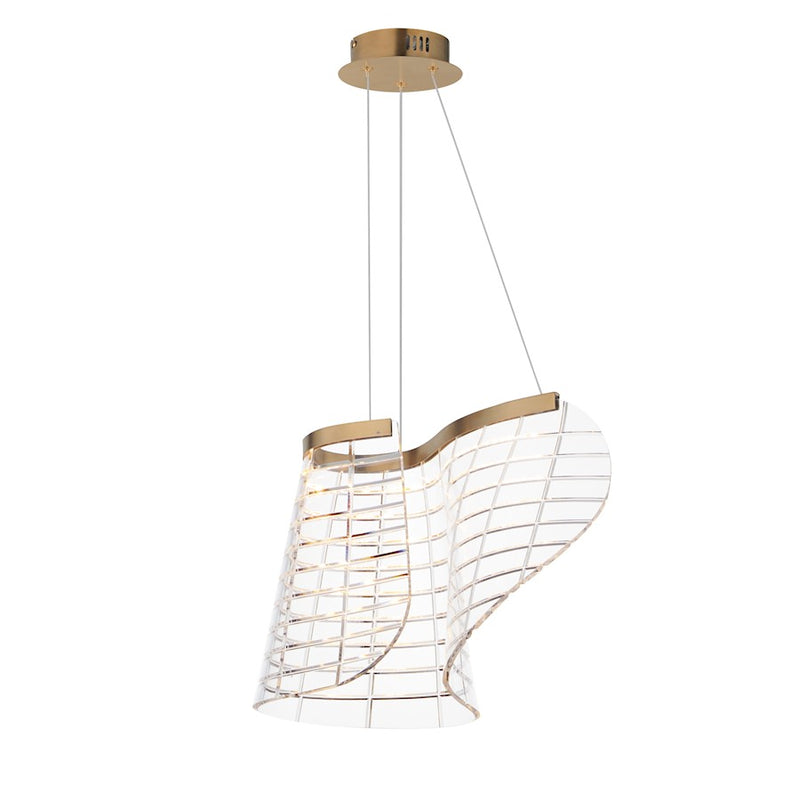 ET2 Lighting Tartan 1 Light LED Pendant, Champagne/Heavy Faceted