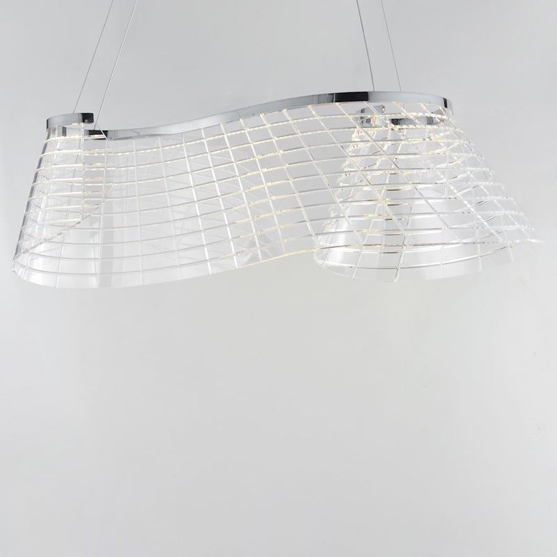 ET2 Lighting Tartan 1Lt Linear LED Pendant, Chrome/Heavy Faceted