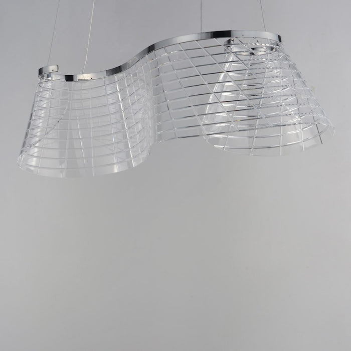 ET2 Lighting Tartan 1Lt Linear LED Pendant, Chrome/Heavy Faceted