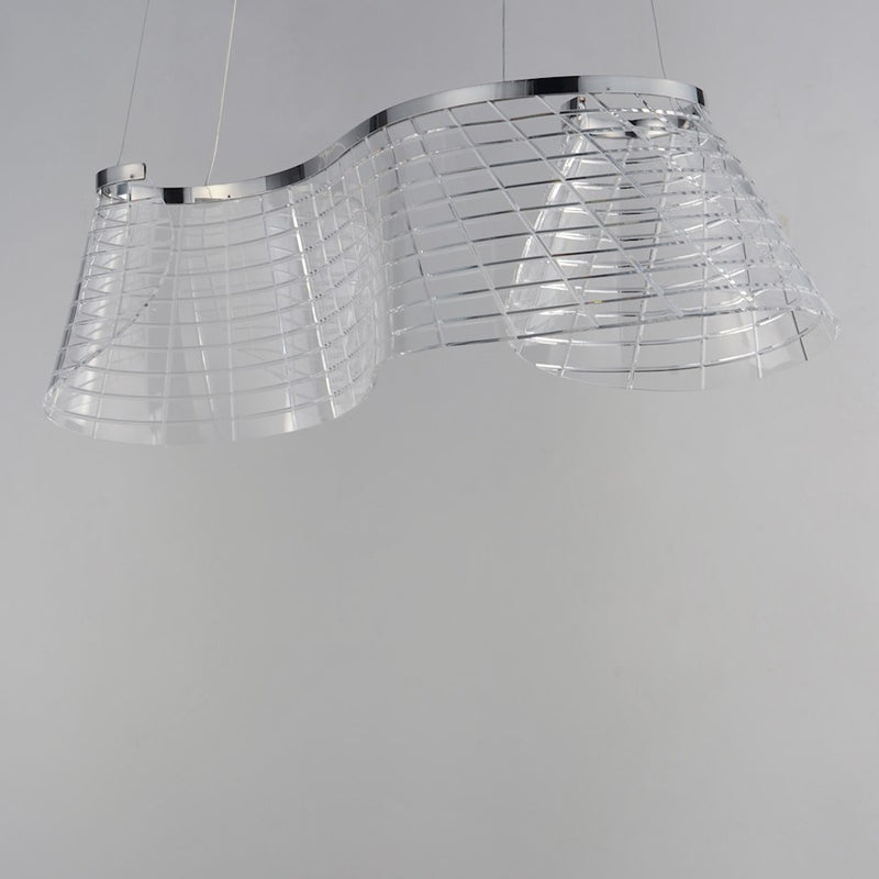 ET2 Lighting Tartan 1Lt Linear LED Pendant, Chrome/Heavy Faceted