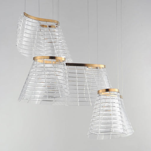 ET2 Lighting Tartan 3 Light LED Pendant, Champagne/Heavy Faceted