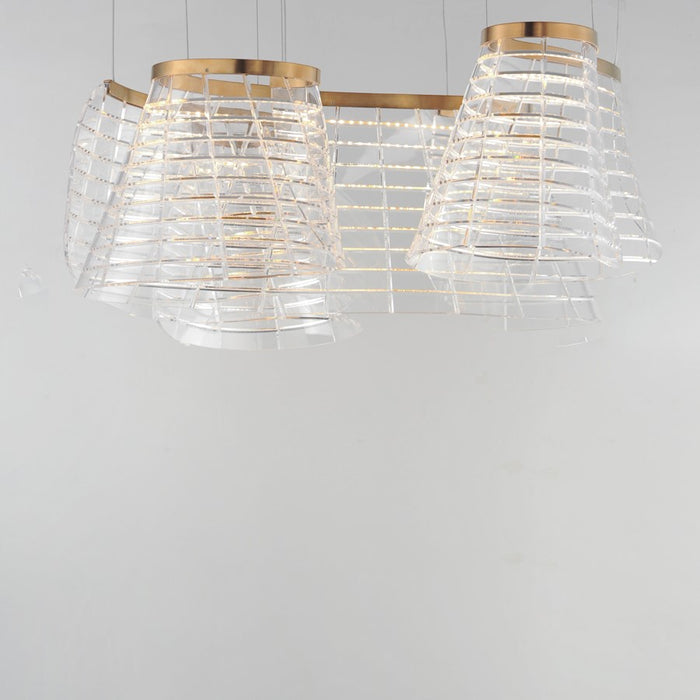 ET2 Lighting Tartan 3 Light LED Pendant, Champagne/Heavy Faceted