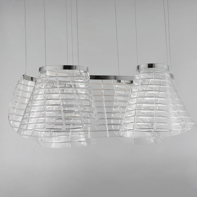 ET2 Lighting Tartan 3 Light LED Pendant, Chrome/Heavy Faceted