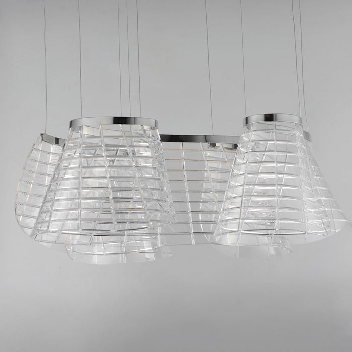 ET2 Lighting Tartan 3 Light LED Pendant, Chrome/Heavy Faceted