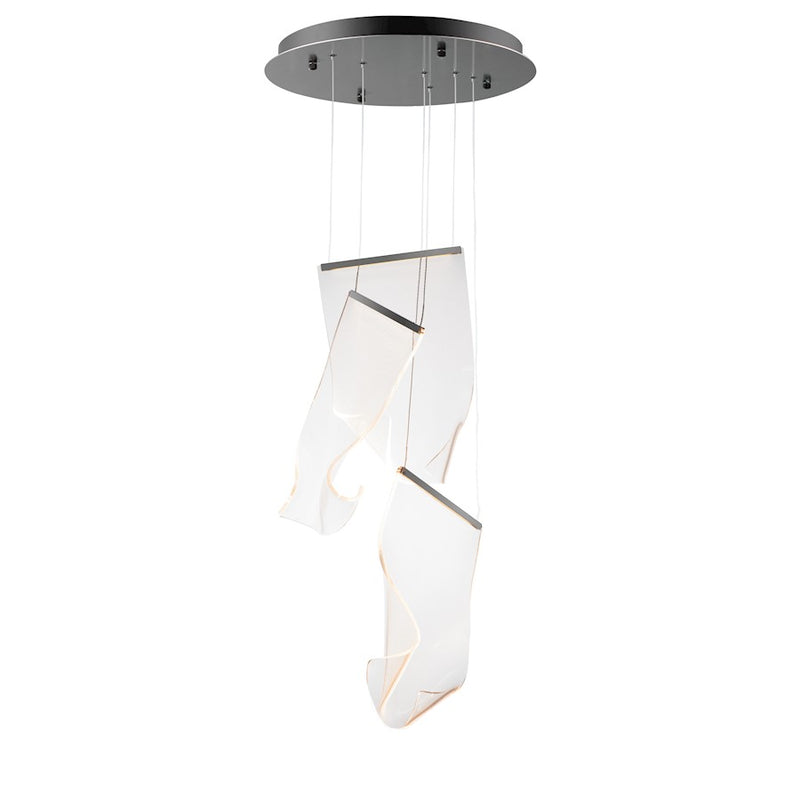 ET2 Lighting Rinkle 3 Light Pendant, Gunmetal/Acrylic