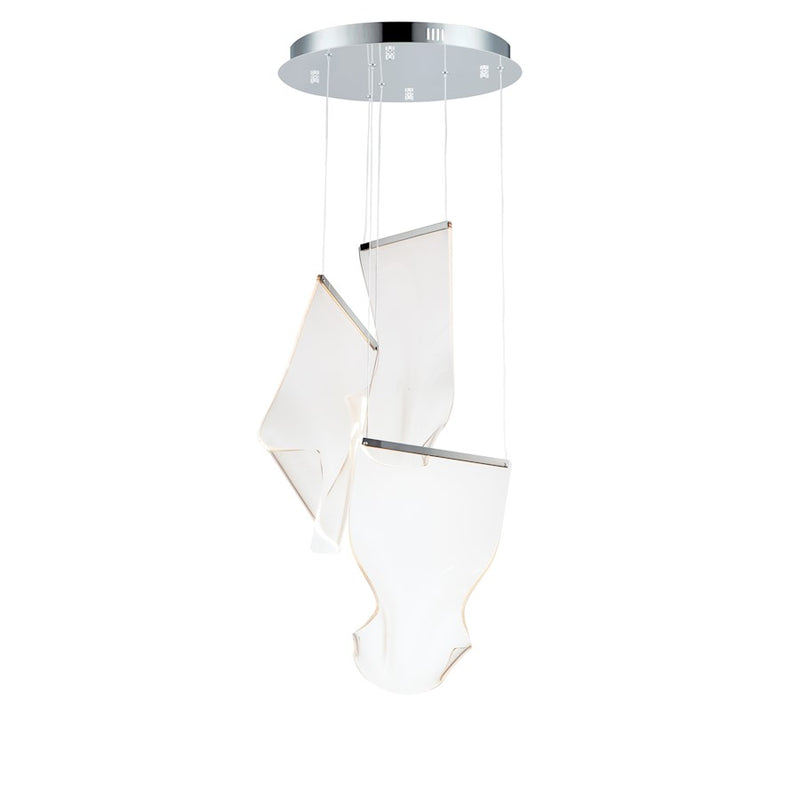 ET2 Lighting Rinkle 3-Light LED Pendant, Chrome/Patterned
