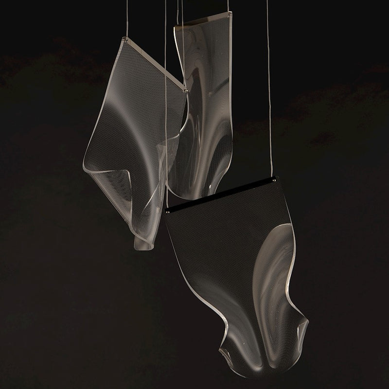 ET2 Lighting Rinkle 3-Light LED Pendant, Chrome/Patterned