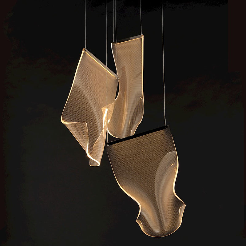 ET2 Lighting Rinkle 3-Light LED Pendant, Chrome/Patterned