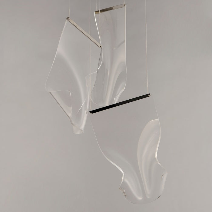 ET2 Lighting Rinkle 3-Light LED Pendant, Chrome/Patterned