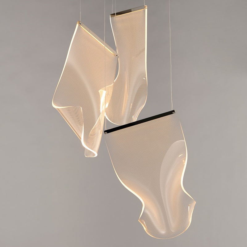 ET2 Lighting Rinkle 3-Light LED Pendant, Chrome/Patterned
