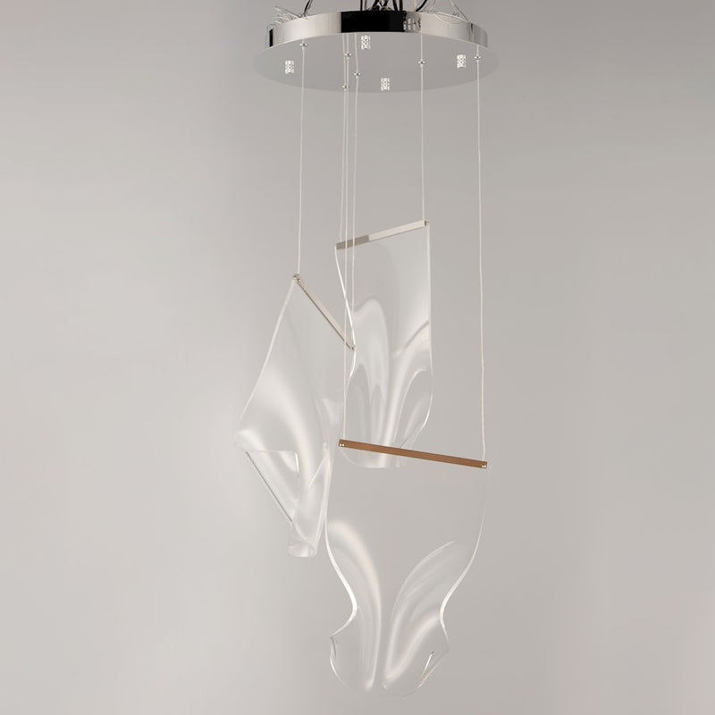 ET2 Lighting Rinkle 3-Light LED Pendant, Chrome/Patterned