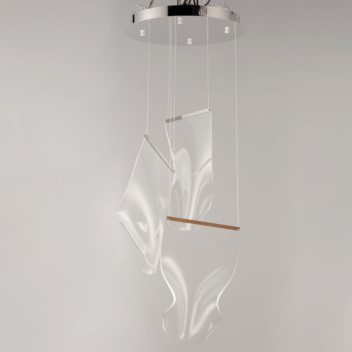 ET2 Lighting Rinkle 3-Light LED Pendant, Chrome/Patterned