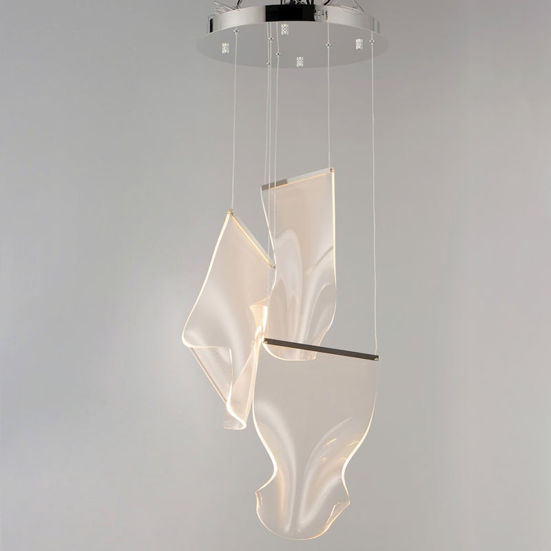 ET2 Lighting Rinkle 3-Light LED Pendant, Chrome/Patterned