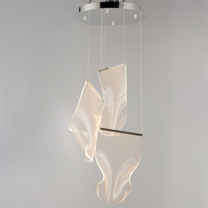 ET2 Lighting Rinkle 3-Light LED Pendant, Chrome/Patterned