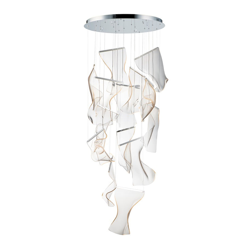 ET2 Lighting Rinkle LED 14-Light Pendant, Polished Chrome