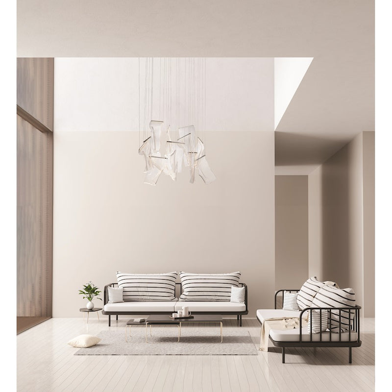 ET2 Lighting Rinkle LED 14-Light Pendant, Polished Chrome