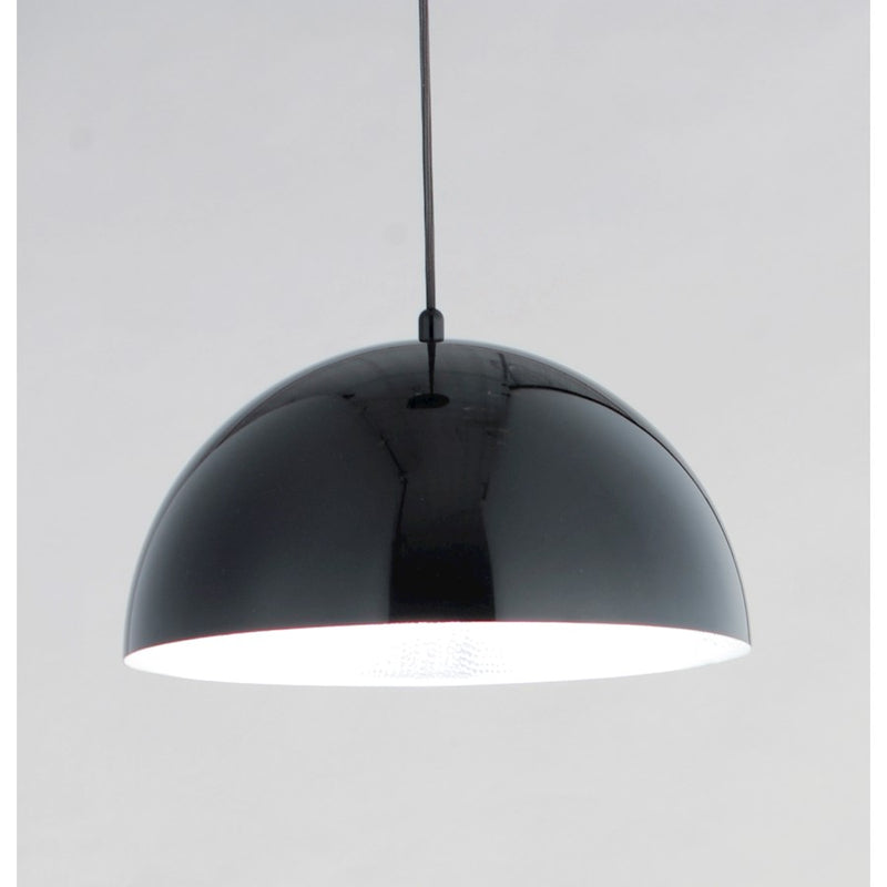 ET2 Lighting Hemisphere LED 1-Light 9" Pendant in Gloss Black/Aluminum