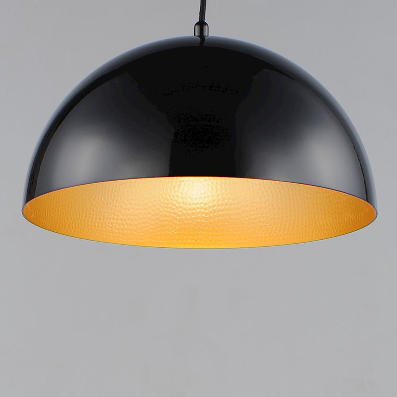 ET2 Lighting Hemisphere 1 Light LED Pendant, Gloss Black/Gold