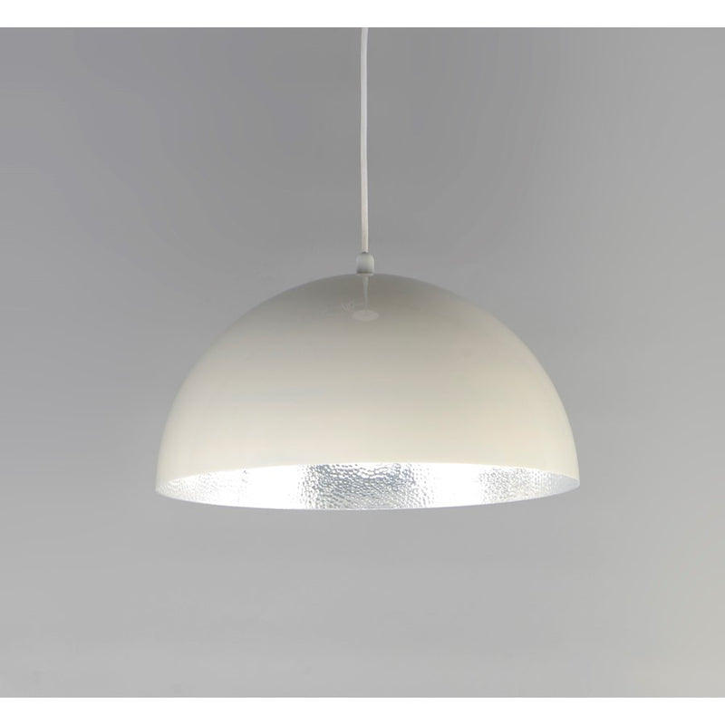 ET2 Lighting Hemisphere LED 1-Light 14" Pendant in Gloss White/Aluminum