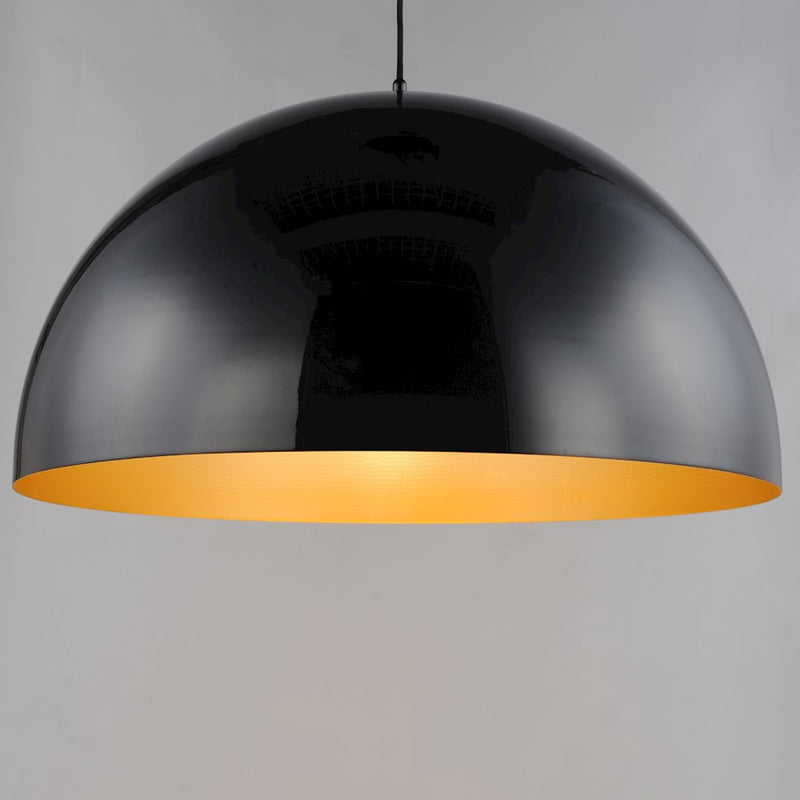 ET2 Lighting Hemisphere 1 Light LED Pendant, Gloss Black/Gold