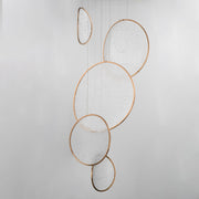 ET2 Moonscapes 27in 5-Light LED Pendant | Modern Brushed Champagne and Acrylic | Dining Room & Foyer | 26.75 x 21 x 55.75 in | Model E24976-BCN