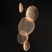 ET2 Moonscapes 27in 5-Light LED Pendant | Modern Brushed Champagne and Acrylic | Dining Room & Foyer | 26.75 x 21 x 55.75 in | Model E24976-BCN