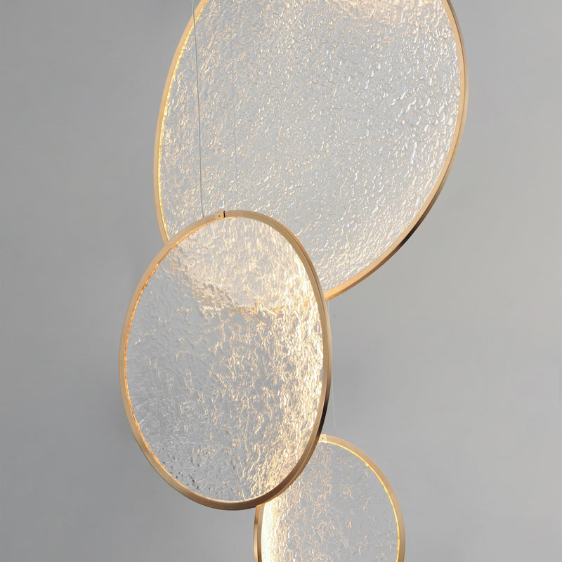 ET2 Moonscapes 27in 5-Light LED Pendant | Modern Brushed Champagne and Acrylic | Dining Room & Foyer | 26.75 x 21 x 55.75 in | Model E24976-BCN