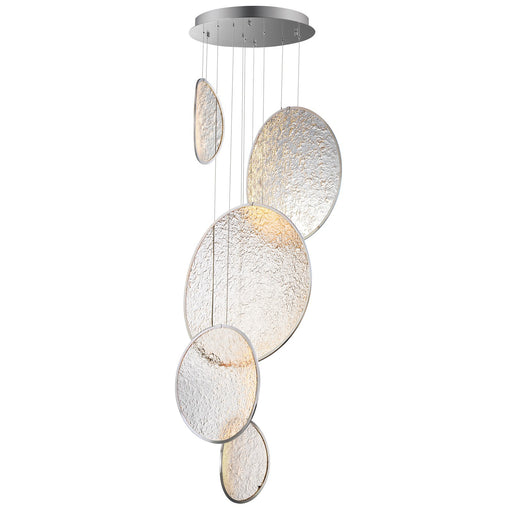 ET2 Moonscapes 27in 5-Light LED Pendant | Modern Polished Chrome and Acrylic | Dining Room & Foyer | 26.75 x 21 x 55.75 in | Model E24976-PC