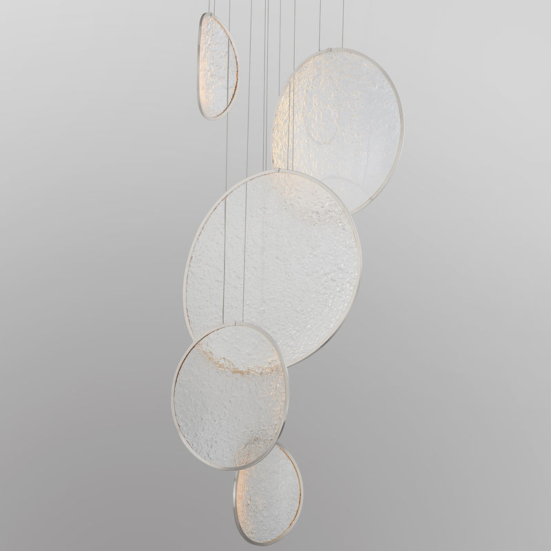ET2 Moonscapes 27in 5-Light LED Pendant | Modern Polished Chrome and Acrylic | Dining Room & Foyer | 26.75 x 21 x 55.75 in | Model E24976-PC
