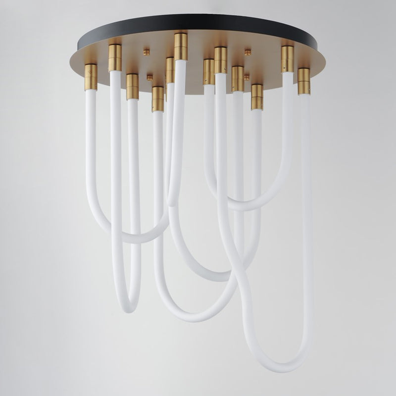ET2 Lighting Soleil 7-Light LED RD Flush Mount, Natural Aged Brass