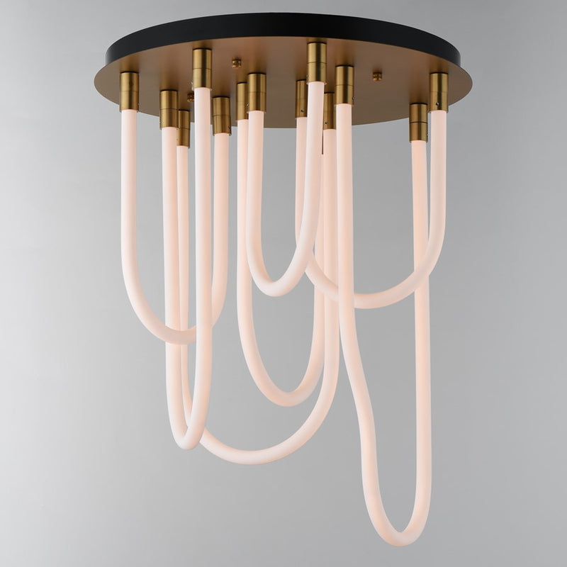 ET2 Lighting Soleil 7-Light LED RD Flush Mount, Natural Aged Brass